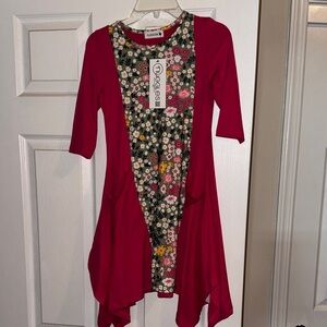 Nuggles Magenta Floral Panel Tunic dress